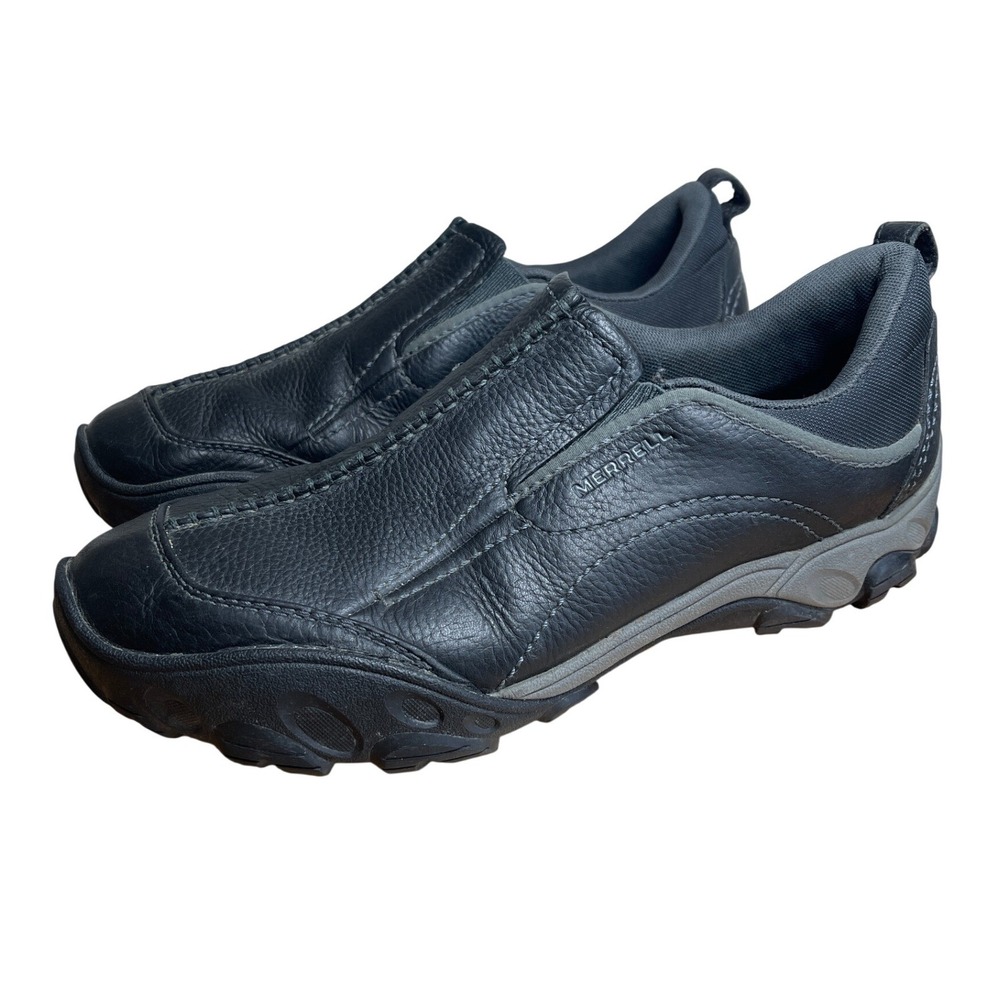 Merrell Hyperbolic Black Leather Slip On Shoes Mens 11 Vibram Sole J75145